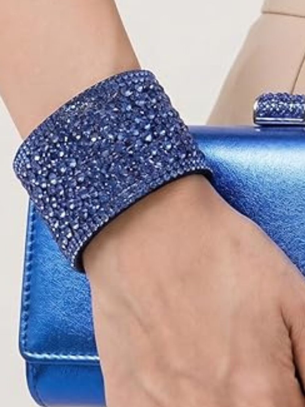 BRAND NEW Women Rhinestone Leather Cuff Bracelet Blue